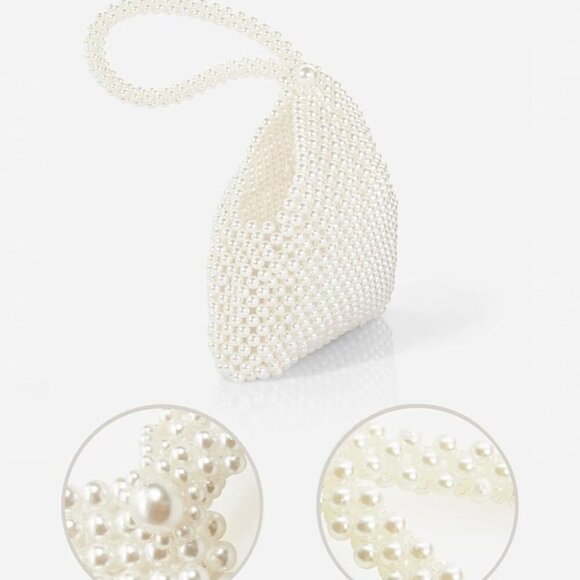 Pearl Clutch Purse Evening Bags for Women Elegant Triangle Purse for Wedding Bri - Picture 2 of 7